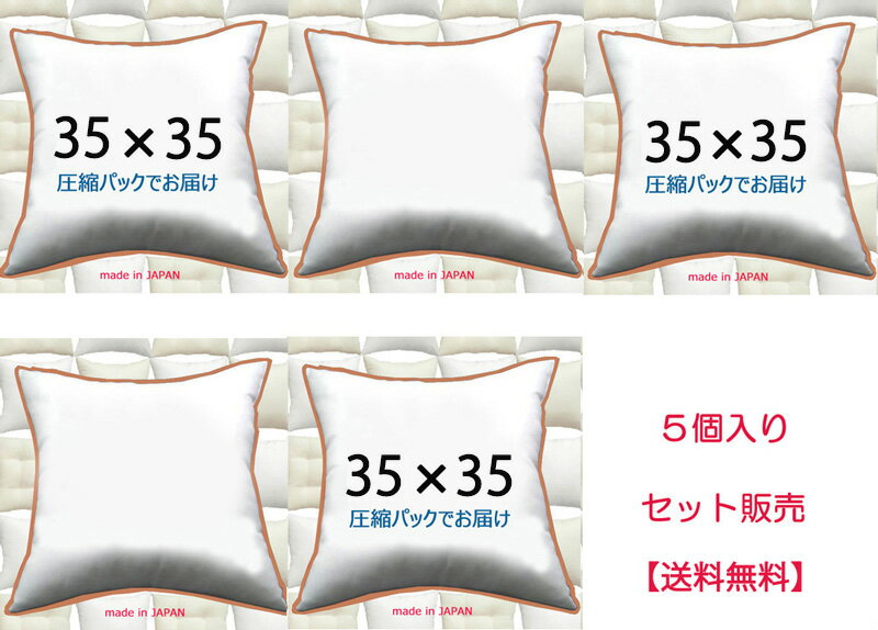 【5個セット販売】【送料無料】ヌードクッション 35×35cm クッション本体 クッション中身クッション中材 Pillow Insertクッションカバー用本体 Decorative Cushion 35x35
