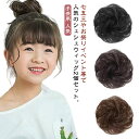 キッズ ポイントウィッグ 2個セット 送料無料 ウィッグ イベント シュシュ ウィッグ 子供用 黒髪 茶 ブラック お団子ウィッグ 部分ウィッグ つけ毛 ダンス...