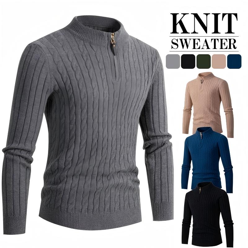 セーター ニット メンズ カットソー 秋 冬 暖かい 防寒 リブ編み トップス 長袖 お兄系 ルームウェアイ..