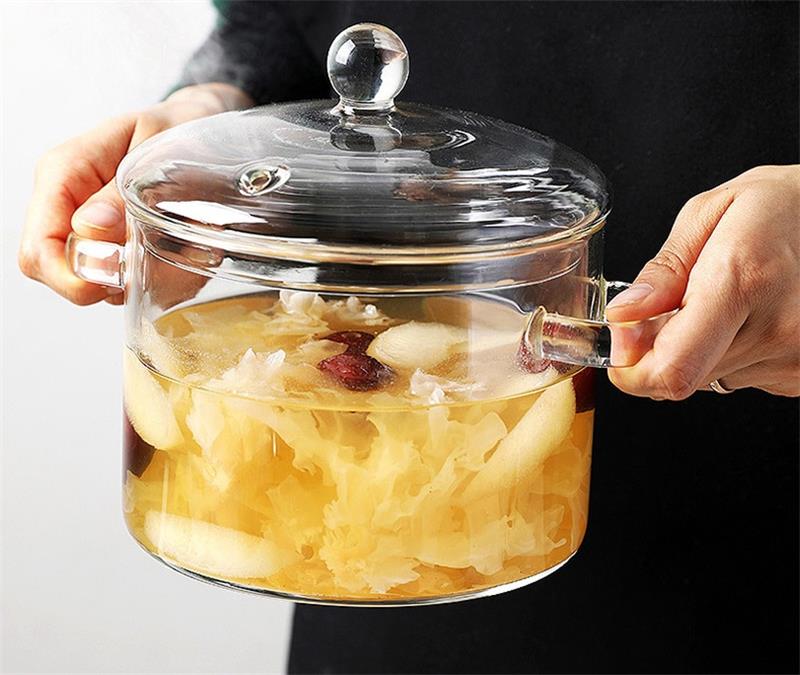 Rakuten - 食材が見えるガラス鍋 スープ鍋 ガラス製 卓上鍋 両手鍋 ガラス鍋 ガラス蓋 直火 オーブン 電子 レンジ対応 耐熱ガラス ふた付き 1900ml 1500ml 1350ml