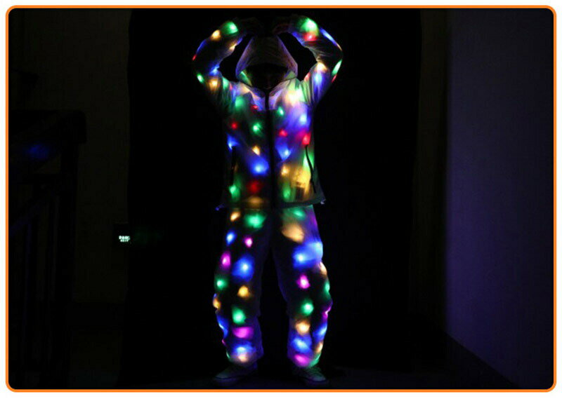 Room75cの発光服 LEDジャケット 長袖 フード付き おしゃれ 多色発光 パーカー コスチューム フーディ 仮装 公演 子供 男女兼用 ライブ クラブ パーティー クリスマス プ 洗える 電池式 文化祭｜アングル2