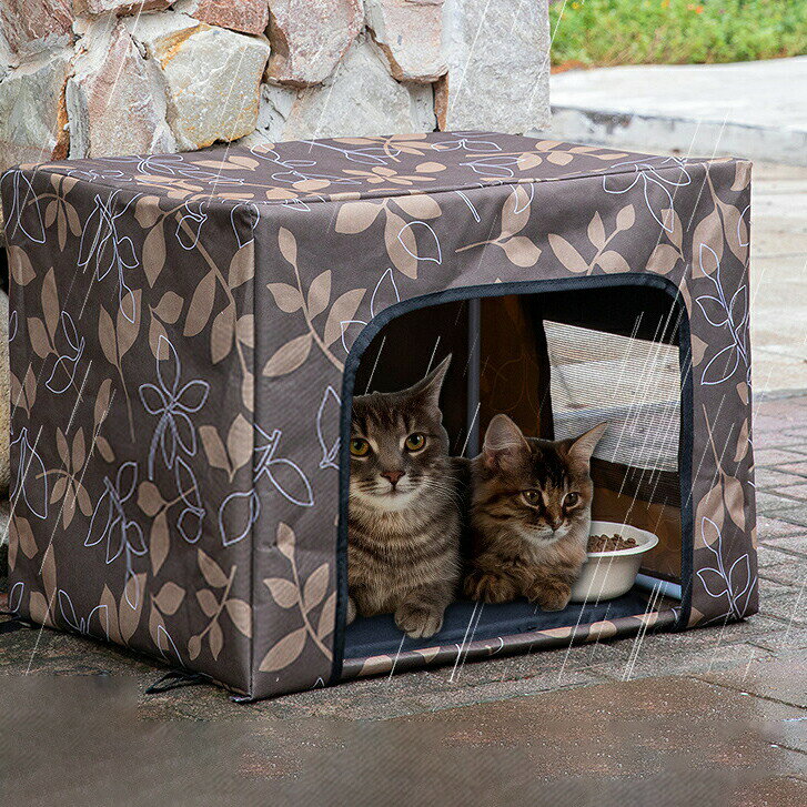 樂天商城 - 猫ハウス 野良猫シェルター 野良猫ハウス ペットハウス 屋外猫用キャットハウス 猫ベッド 防水犬ハウス 屋外 防水 保温 防寒 組立簡単 冬寒さ対策 猫用品 猫用ペットテント 野良猫