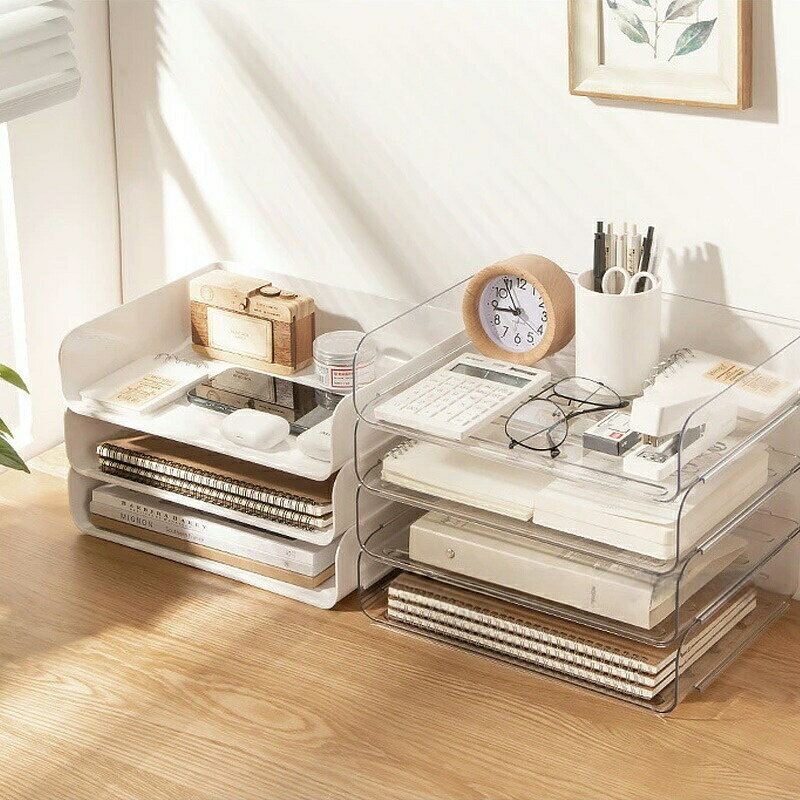 Other - レターケース a4 横 4段 透明 卓上 小物入れ クリア 書類 収納ケース トレー ファイル整理 収納 ボックス デスク上収納 卓上引き出し デスク 引き出し 四段書類資料ケース 棚 おしゃれ
