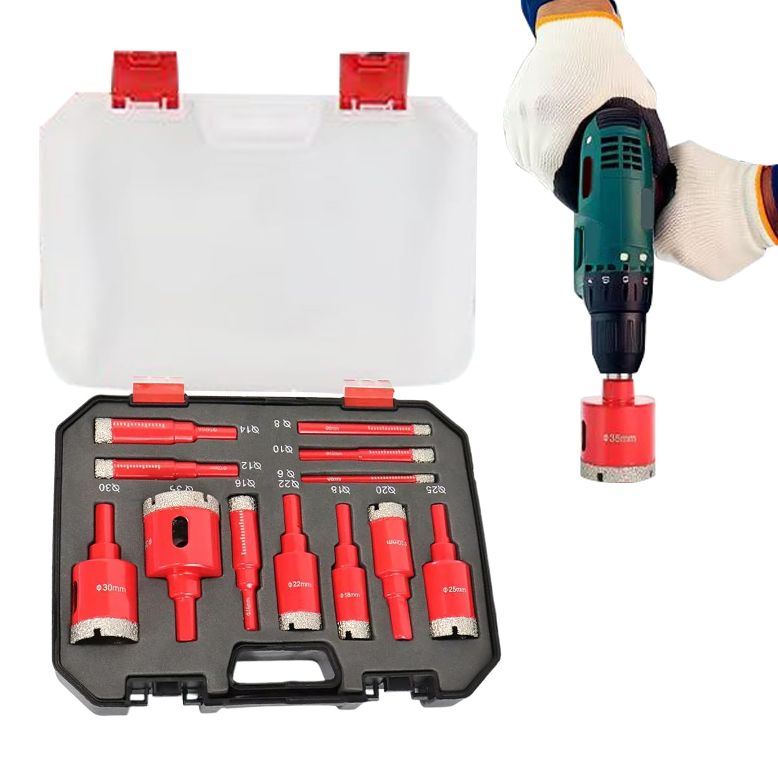 タイルホールソーキット, 高精度トリミングツール, セラミック石材タイル用ホールソー, 排水管取付け、..