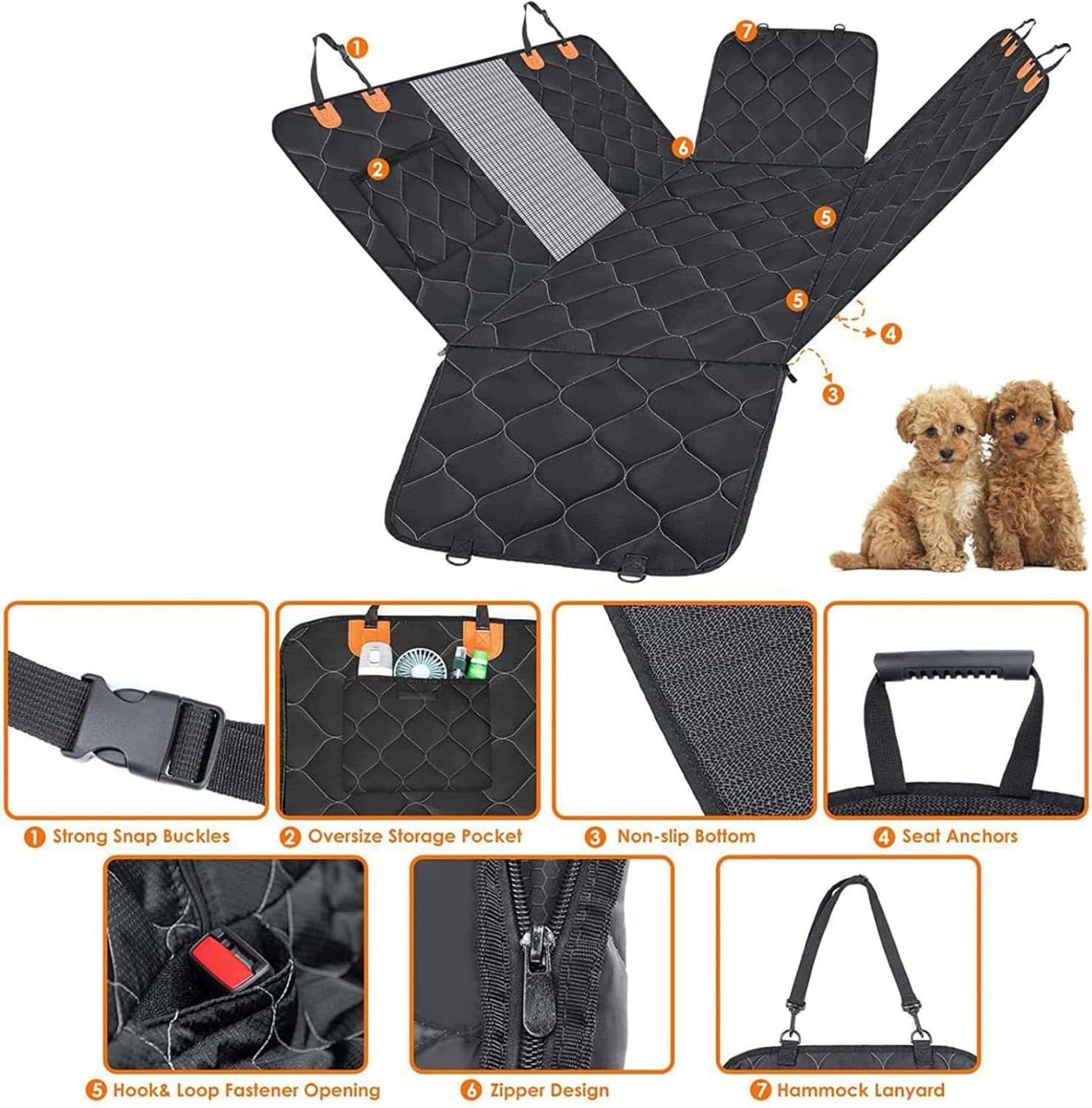 - カラー: ブラック- サイズ: 137x147- 防水滑り止めシート: 上層と中層はオックスフォード素材を採用し、防水性が強く、お手入れが簡単。底部は滑り止めのメッシュ素材。側面にはシートアンカー付き。洗濯可能。- 耐久性: 高品質のナイロン防水布を採用しており、900Dオックスフォード布より耐久性、耐摩耗性に優れる。ロープの表面にPUを付け、丈夫で、ペットが車内で動き回ってもロープが切れない。飛び出し防止機能あり。- 折り畳み式収納: スペースを節約できる折りたたみ式。ポケット付きで、ペット用品、おもちゃ、飲み物を収納可能。- 安全ベルト付: シートベルトバックルに取り付ける安全ベルトが2本付き。ワンちゃんの飛び出し防止対策に利用可能。- 用途: 車内のシートを保護するためのシート。ペットの足跡、毛、汚れ、水、砂、土、泥から愛車を守る。中小型犬、猫、うさぎにも適用。ペットドライブシート 後部座席用 大中 犬用品 ドライブ アウトドア カーシート ドライブボックス 豊富な品揃え