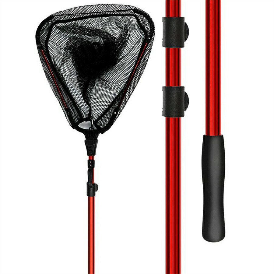 玉網 たも網 ランディングネット 折りたたみ式タモ網 伸縮式 釣りネット すくい網 軽量 防錆素材 ラバーネット 多機能ツール 漁具 携帯便利 魚取り網 ラバーコーティングネット