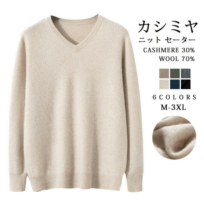 カシミヤ セーター ニット メンズ カシミヤ入り ウール V首 トップス 大人 シンプル おしゃれ 軽い 無地 秋 冬 春 冷え取り 普段着 メンズファッ 紳士 ビジネス カジュアルセーター