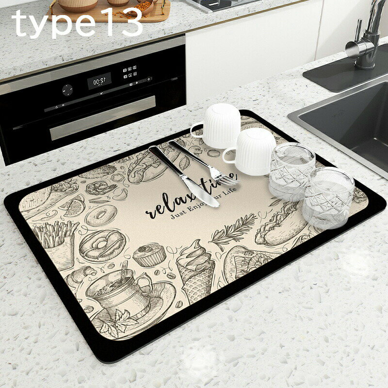水切りマット キッチン 速乾吸水マット 珪藻土 キッチン食器乾燥マット 30x40cm 40x60cm 丸めて収納 洗える 滑り止 皿置き スポンジワイプ 抗菌 消臭 速乾性 お手入れ簡 隔熱 耐油性