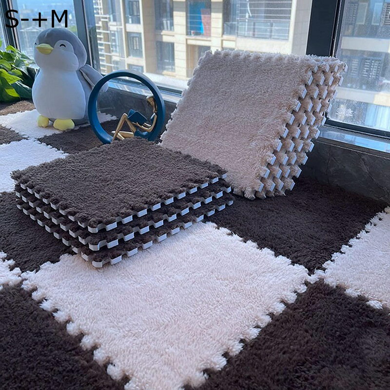 起毛ジョイントマット 柔らかい 厚め もこもこ インテリア DIY可能 30x30cm ケガ防止 弾力良く ソフト 防音 子供部屋 ペット猫犬用 洗える 冷房対策 床暖房対応 エコ 設置簡単 保温性