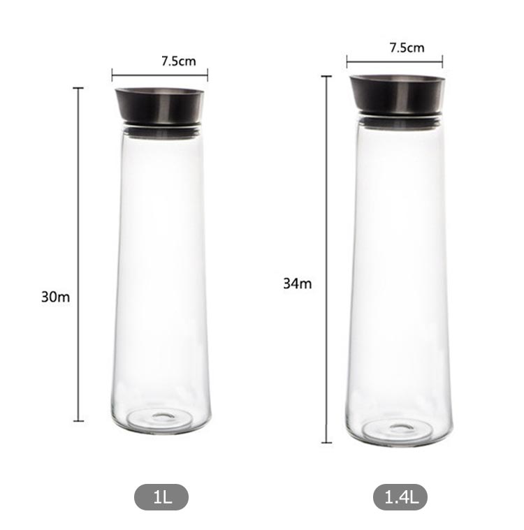 Room75cの【洗いやすい広口】 ガラスピッチャー 麦茶ポット 耐熱 冷水筒 1L 1.4L 取手付き ドアポケット 熱湯可 冷蔵庫 スリム ウォーターピッチャー 大容量 お茶入れ ステンレス蓋 水差し 冷茶 アイスコーヒー｜アングル3