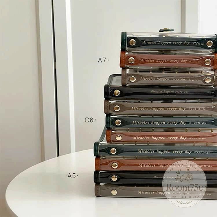 【送料無料】システム手帳 6穴 透明 バインダー A5 A7 C6 3サイズ リフィル80ペー...