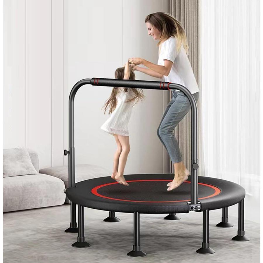 トランポリン 室内 八本足子供大人兼用 手すり3段階調節 トレーニング エクササイズ あそび 家庭用 耐..