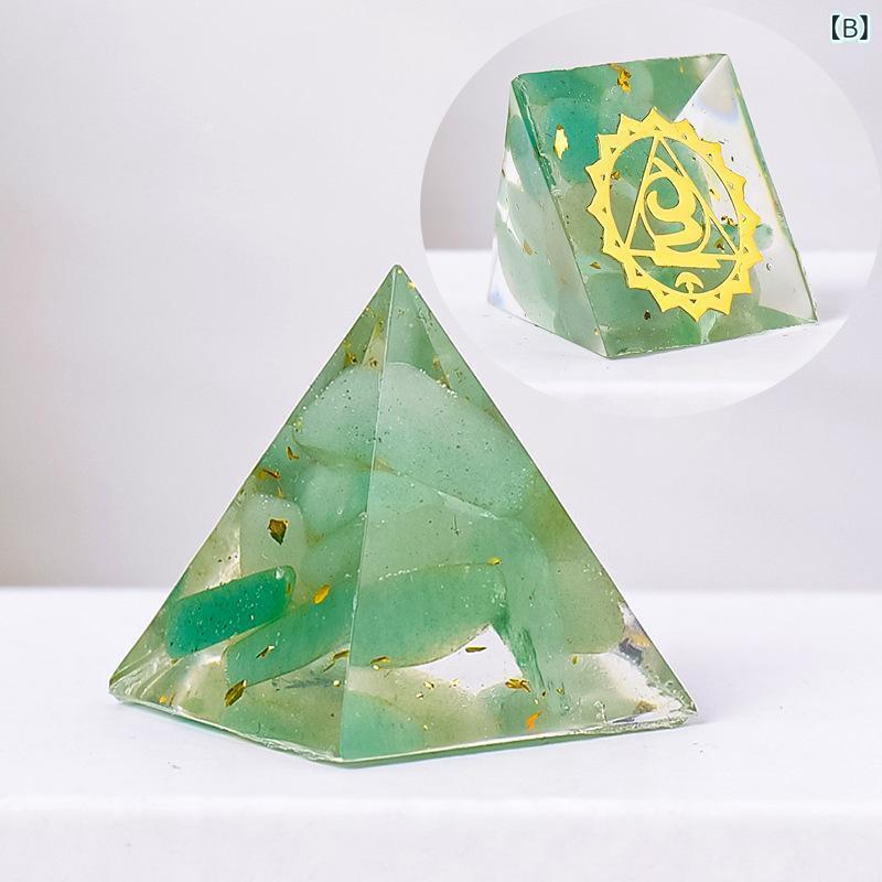 置物 オブジェ 水晶さざれ石 樹脂 金字塔 インテリア 雑貨 現代 ?? 紫水晶 東陵玉 ローズクォーツ 瑪瑙 ラピスラズリ