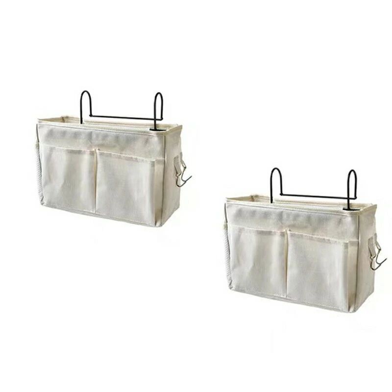 2個セット ベッドサイド収納ラック クローゼット 収納 ハンギング収納バッグラックド 吊り下げ 多機能収納キビネットャ 金属フック付きベッド仕上げラック 寮の部...