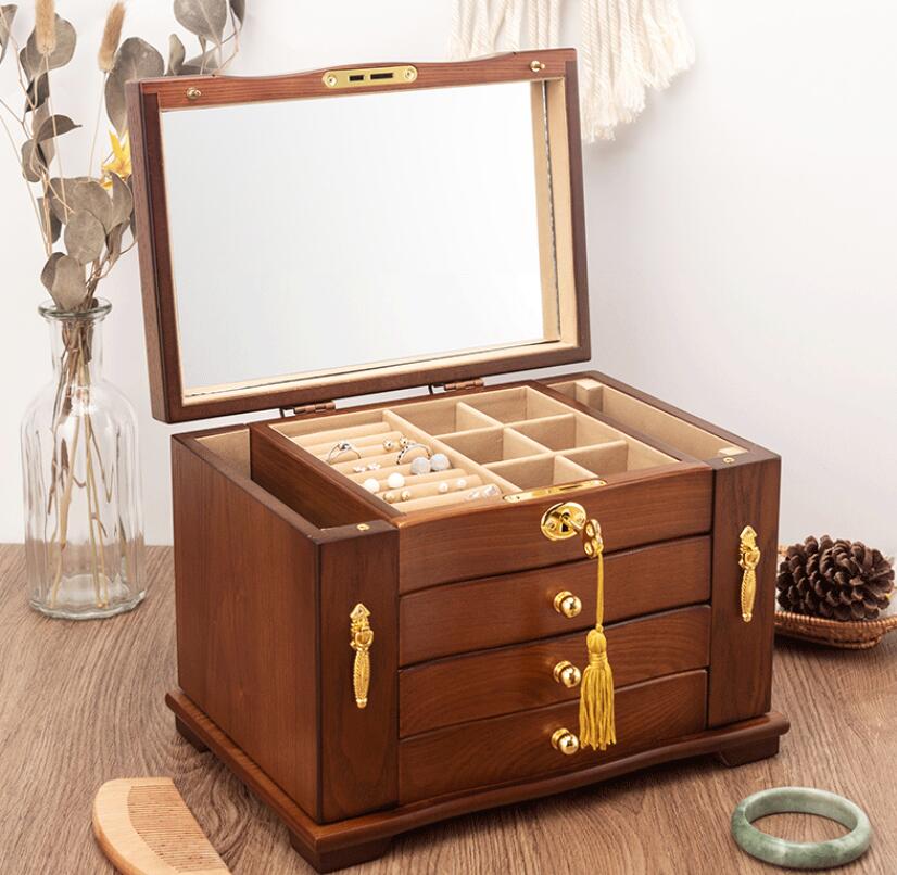 アクセサリーケース ジュエリーボックス 木製 アンティーク風 ジュエリーケース アクセサリーボックス 大容量 引き出し 小物入れ アクセサリー 収納 おしゃれ ...