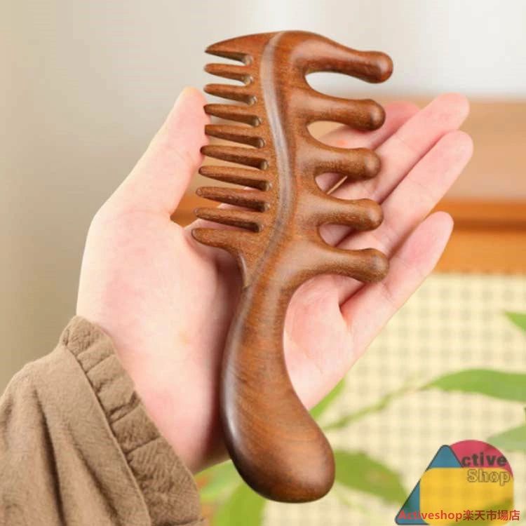 檀木 櫛 マッサージコーム 頭皮マッサージ ヘアコーム ヘッドマッサージ ツボ押し ヘアケア カッサ棒 ..