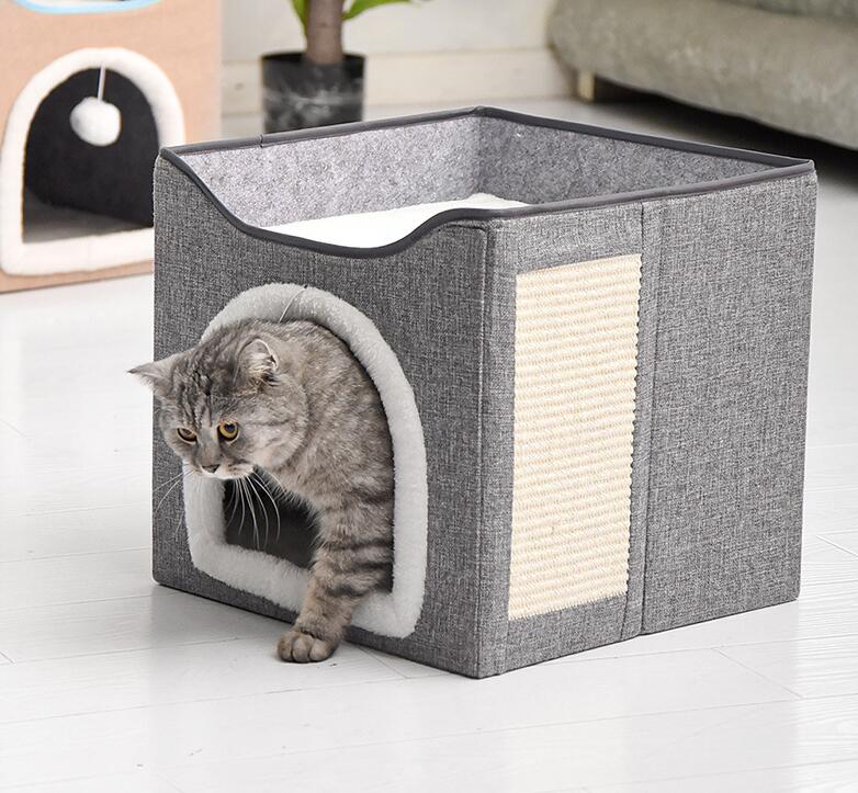 ペットベッド ドーム型 ペットベッド 冬 ペットハウス キャットハウス ドーム型 2階 猫用品 多頭用 猫 ベッド 猫 折りたたみ式 寒さ対策 保温 防寒 猫ベッド 洗える 四季通用 あったか 寝床 室内