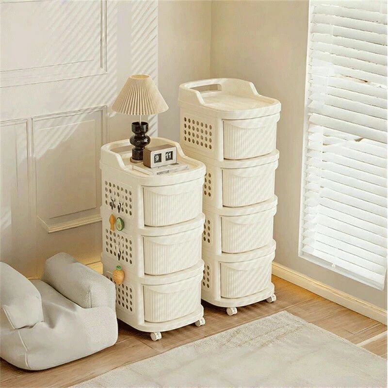 収納ワゴン ベビーワゴン 収納ボックス 収納棚 3段 4段 キャスター付き ベビー用品 引き出し 取っ手付..