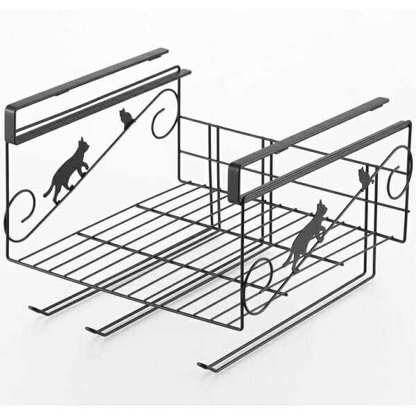 ネコの吊り戸棚下ラック 日本製 戸棚収納ラック タオルホルダー ラップホルダー 猫 燕三条