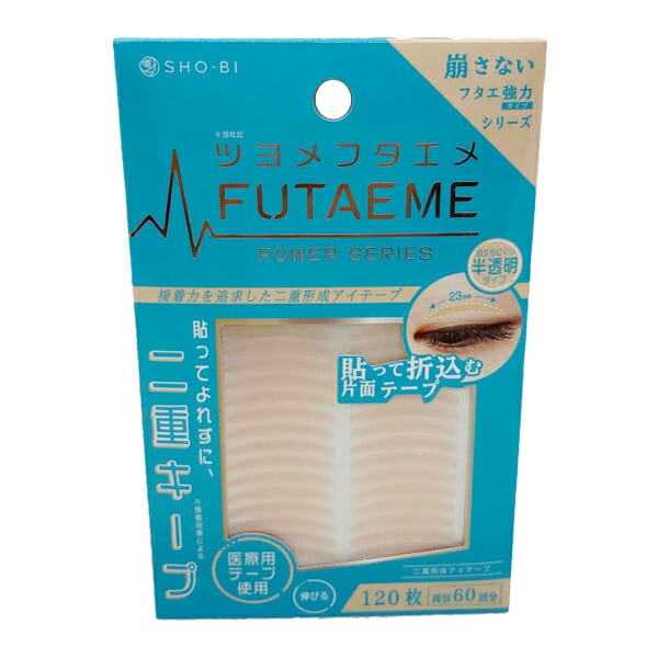 粧美堂 FUTAEME　アイテープ ツヨメにカワイク！！ 接着力追求二重コスメ 接着力を追求した片面接着二重形成アイテープ。 医療用テープから接着力が高く柔らかい素材のものを採用。 テープがまぶたの形にしっかり沿うので剥がれにくく、よれずに...