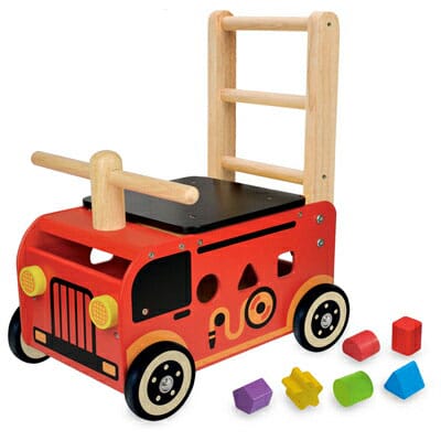 I'm TOY ウォーカー&ライド 消防車 エデュテ　I'mTOY　ウォーカー＆ライド消防車　IM-87480　アイムトイ　木のおもちゃ　知育玩具
