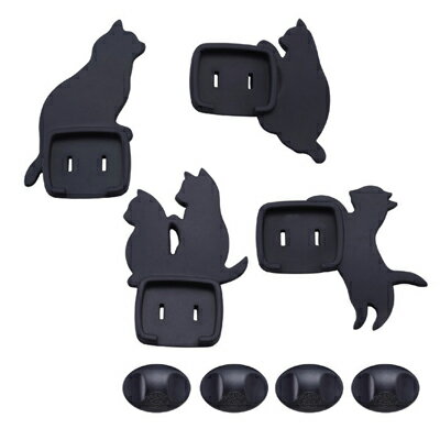 旭電機化成 ねこのコンセントカバー 4個セット AKN-1804 インテリア かわいい トラッキング火災防止