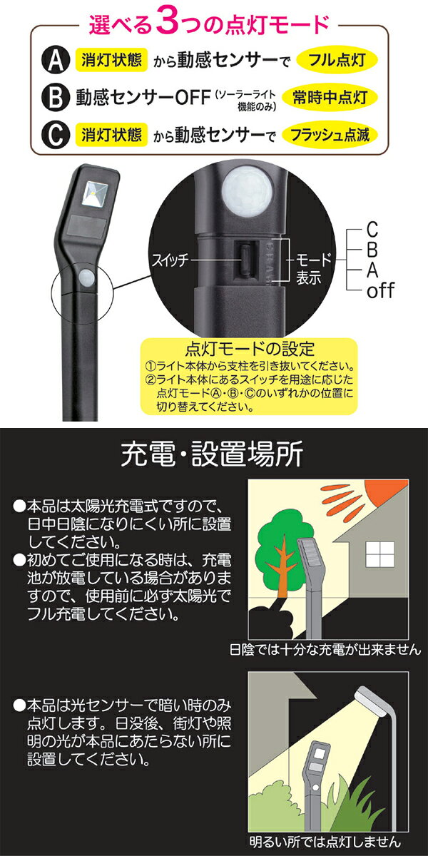 後藤　ソーラーLEDアプローチライト(威嚇フラッシュ付)　人感ライト　エクステリア...