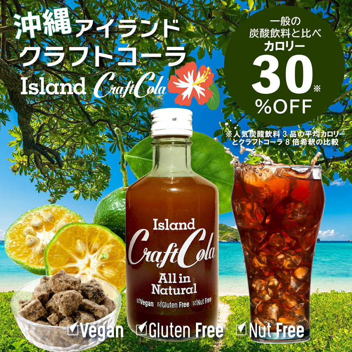 プレゼント付きセット アイランド クラフトコーラ 300ml×6本(12本) 沖縄 希釈 6-10倍 シロップ 国産 クラフトコーラの素 ソーダストリーム ドリンクメイト 炭酸割 白砂糖 無添加 天然スパイス ノンカフェイン コーラシロップ 炭酸飲料 ソーダ シロップ ノビレチン 2