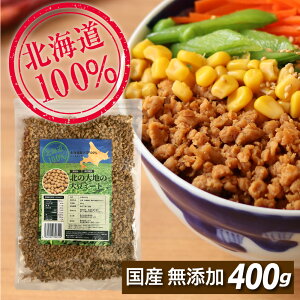 大豆ミート 国産 ミンチ 北海道産100% 1袋 400g イデア ヘキサン不使用 乾燥 (大豆肉) ソイミート ハンバーグ ミートボール づくりに 北の大地の大豆ミート 粗挽きタイプ ひき肉 挽肉 圧搾法 無漂白・無添加 ヴィーガン