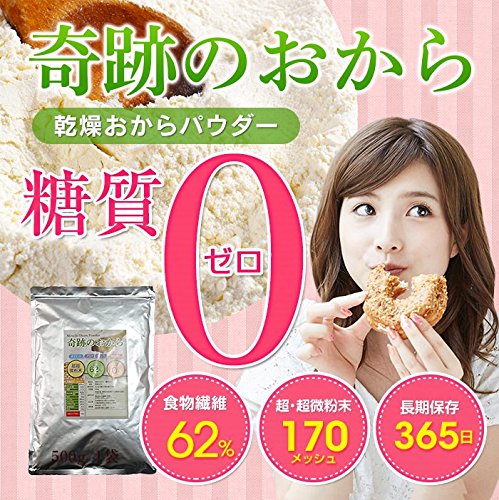 おからパウダー 糖質0 奇跡のおから 500g 超微粉 送料無料 糖質制限 糖質オフ ロカボ 糖質制限食 食物繊維 置き換え 国内 加工 送料無料 おからクッキー 蒸しパン 低GI イデア おからパウダー 超微粉 飲める おから 粉末 超微粒 糖質ゼロ