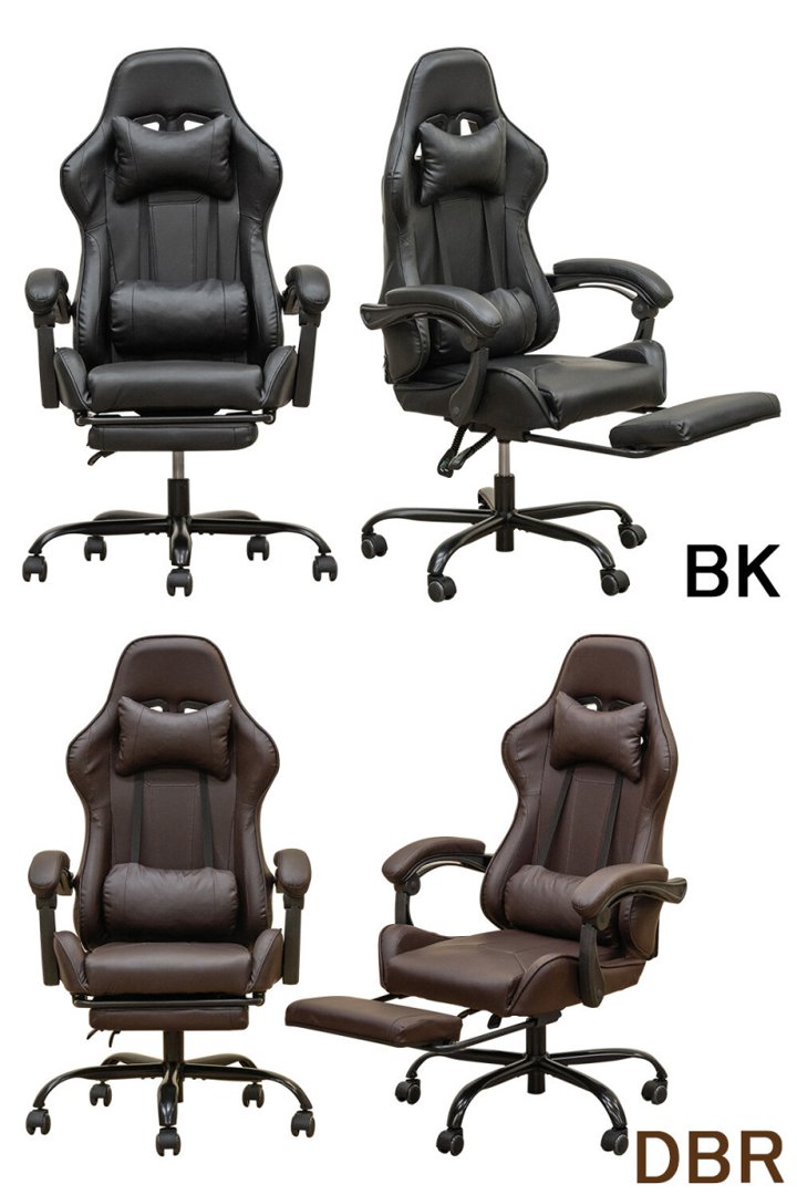 【P5倍】【クーポン】ゲーミングチェア レーシングチェア フットレスト ワークチェア レザー eスポーツ フルフラット 昇降 リクライニング バイカラー レッド ブルー ブラック グレー 単色 ブラック ダークブラウン 6色 北海道 離島配送可 送料無料 サカベ ヤマト [2]