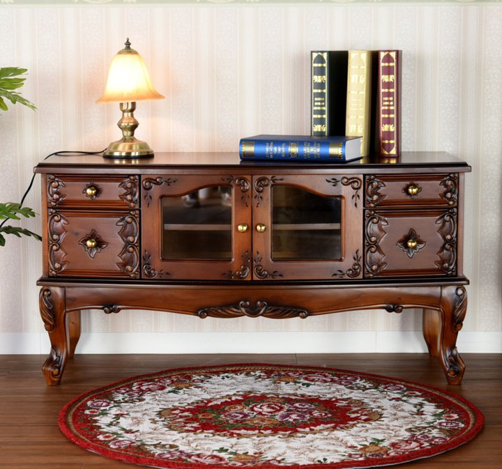 【P5倍】【クーポン】 テレビ台 彫刻 猫脚 おしゃれ クラシック 韓国系 アンティーク 43インチ対応 幅1..