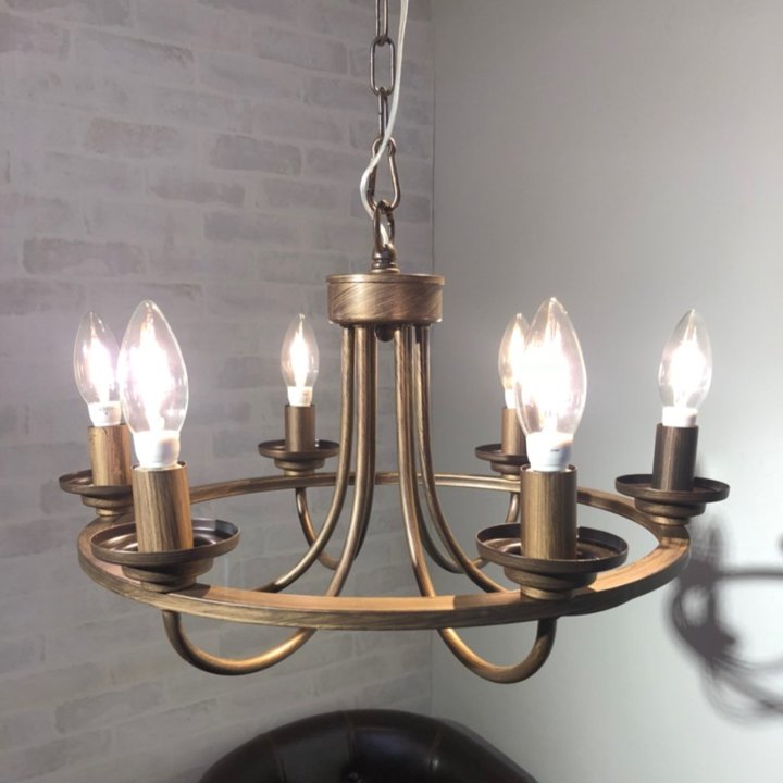 【P5倍】【クーポン】 サークルシャンデリア 6灯 スチール ブラウン ブロンズ おしゃれ アンティーク ..