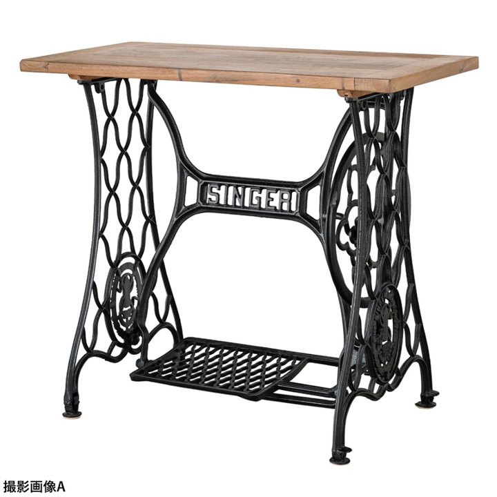 【P5倍】【開店記念クーポン】 天然木チーク無垢 希少 アンティークテーブル デスク 95×45 数量限定 おしゃれ SINGER社ミシン台リメイク クラシック 北欧 ヴィンテージのサムネイル