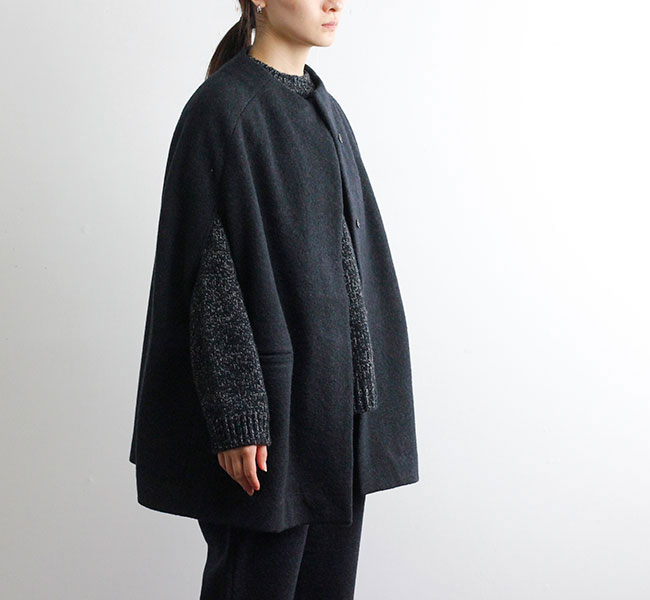  evam eva エヴァムエヴァ プレスウールポンチョ press wool poncho E213K116