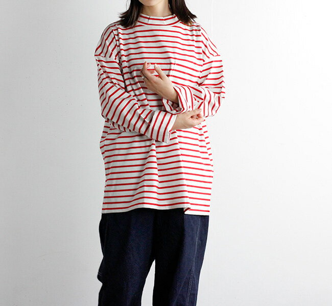 HARVESTY ハーベスティ MOCK NECK L/S TEE STRIPES ボーダー モックネック 長袖Tシャツ A52111