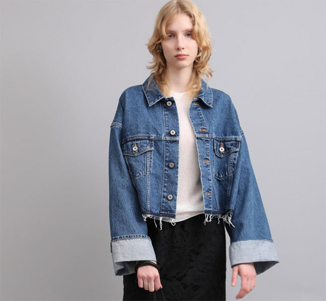 Rakuten - SACRA サクラ 126104031 クロップドデニムジャケット ネイビー AUTHENTIC DENIM JACKET