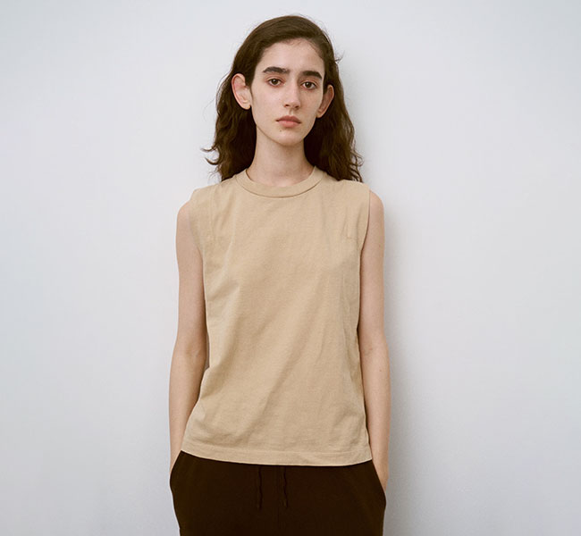 樂天商城 - unfil アンフィル WXSP-UW136 ガーメントダイ ノースリーブ トップス COTTON OPEN-END YARN GARMENT DYEING SLEEVELESS TOP