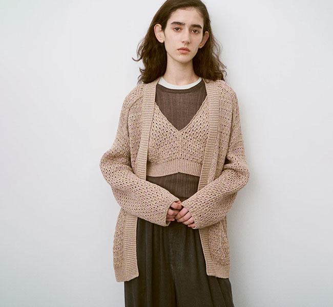 樂天商城 - unfil アンフィル WXSP-UW112 ボタンレスカーディガン DOUBLE HONEYCOMB MESH-KNIT BUTTONLESS C/D