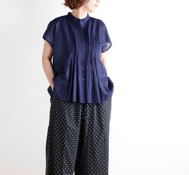 SOIL ソイル NSL26022 BANDED COLLAR FRENCH/SL PINTUCK SHIRT バンドカラーピンタックシャツ