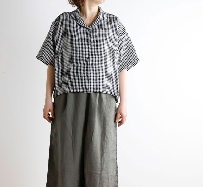 Rakuten - SOIL ソイル INSL26311/26301 60s LINEN/ GINGHAM CHECK/ OPEN COLLAR SHIRTS リネンオープンカラーシャツ