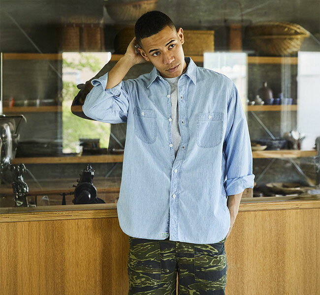 樂天商城 - orslow オアスロウ 01-8270-99 RELAX FIT CHAMBRAY WORK SHIRT /CHAMBRAY BLEACHED リラックスフィットシャンブレーワークシャツ