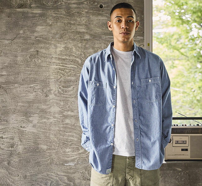 樂天商城 - orslow オアスロウ 01-8270-181 RELAX FIT STRIPE CHAMBRAY WORK SHIRT リラックスフィット ストレイプシャンブレー ワークシャツ