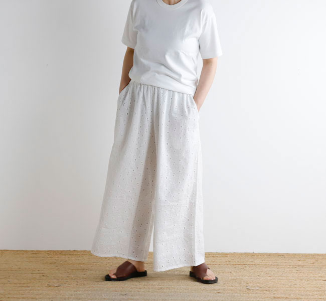 Rakuten - SOIL ソイル NSL26085 へムラ刺繍 ワイドイージーパンツ ALL HEMLA WIDE EASY PANTS