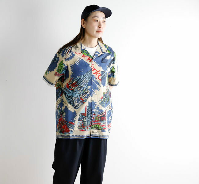 Rakuten - BINDU ビンドゥー PIM7725-NY3 Blue HAWAIIAN SHIRTS ハワイアンシャツ NewYork3 Natural Blue