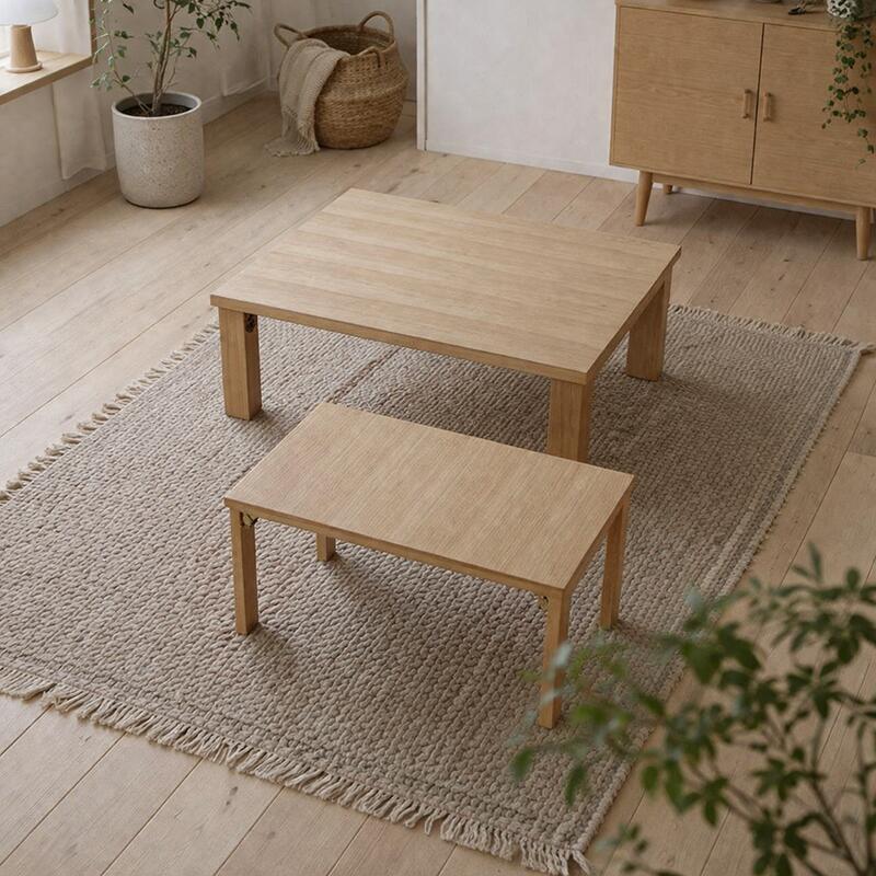 座卓 テーブルの高さが同じ親子テーブル 105cm国産 ナチュラルウッド 長方形 天板北欧テイスト ジャパニーズモダンデザイン日本製 ナラ ウォールナット 軽量タイプ 和モダンセンターテーブル ローテーブル 大小セット 収納 mine