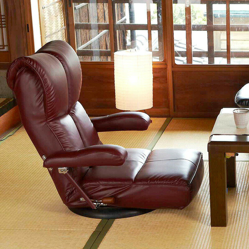 :MTSSスーパーソフトレザー座椅子幅62×奥行き71〜132×高さ25〜77cmスーパーソフトレザー ポリエステル スチール ウレタン 天然木 13段階リクライニング 日本製 完成品 ブラック ブラウン ワインレッド【北海道・沖縄・離島以外送料無料】 [2]