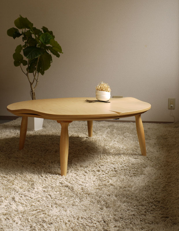 ・ヒーターなし Living Kotatｓu SUIREN・美しい木目の直径 100 cm円形天板 ・北欧 ミッドセンチュリーモダンなグッドデザイン・ 座卓 和モダン・ちゃぶ台 としてオールシーズン活躍！・家族団らんの 円卓 おしゃれ