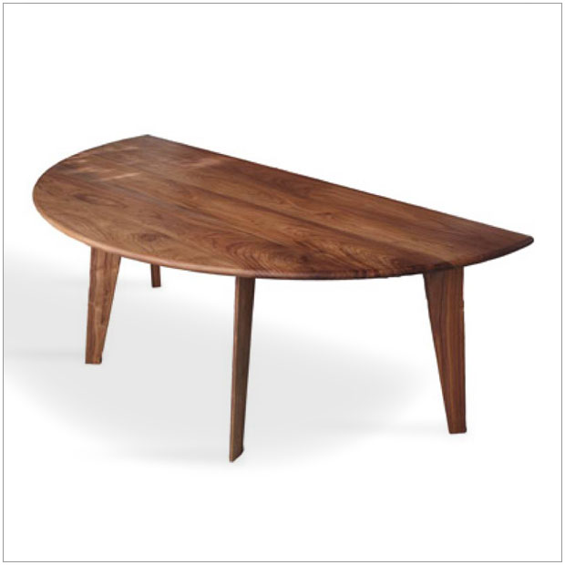 ・半円 ダイニングテーブル 190×95・ウォールナット ワックス仕上げ・シンプルモダン北欧デザイン ・ダイニンググテーブル、食卓・半円形 丸型 変型・国産 日...