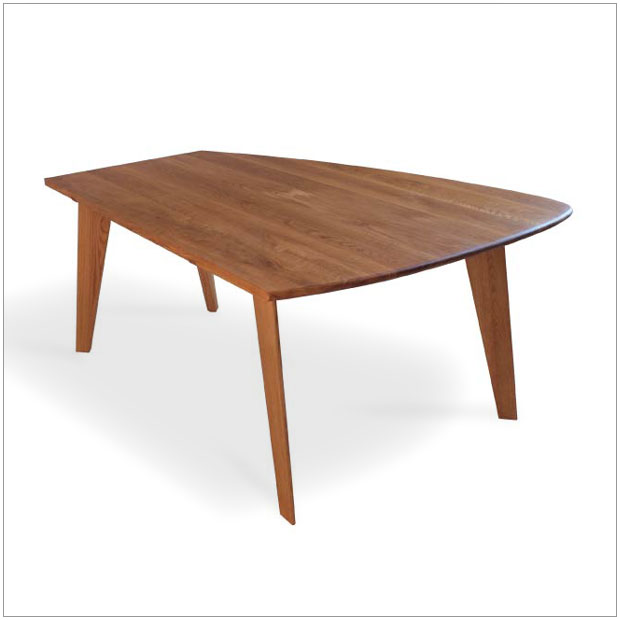 ・変型 ダイニングテーブル 155×110・ホワイトオーク ワックス仕上げ・シンプルモダン北欧デザイン ・ダイニンググテーブル、食卓・変型 丸 長方形・国産 日...